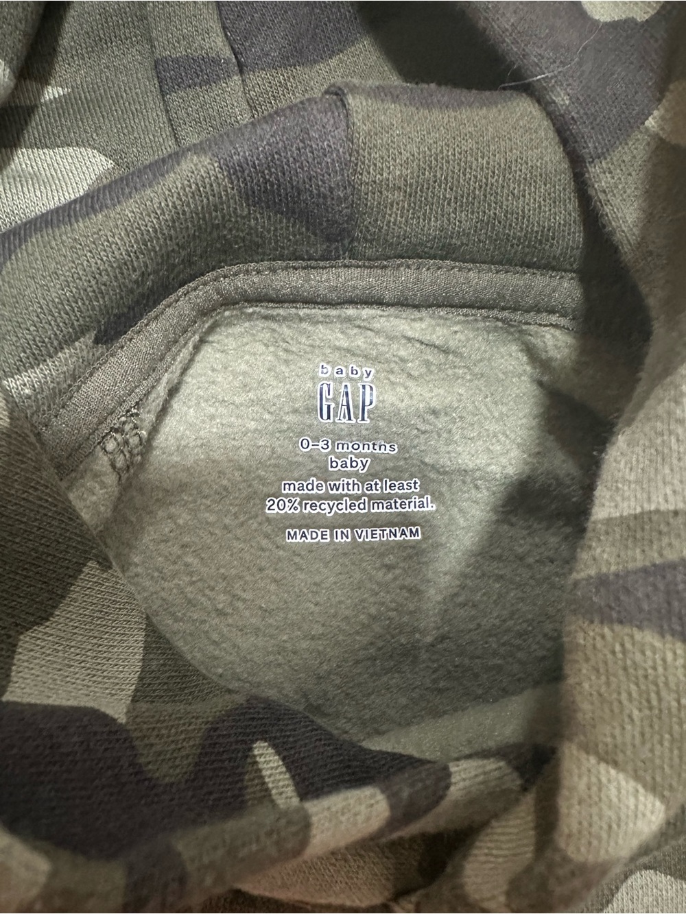 Baby Gap Camo Hoodie Sweatshirt with Marching Sweatpants 0-3 Months - Picture 3 of 3